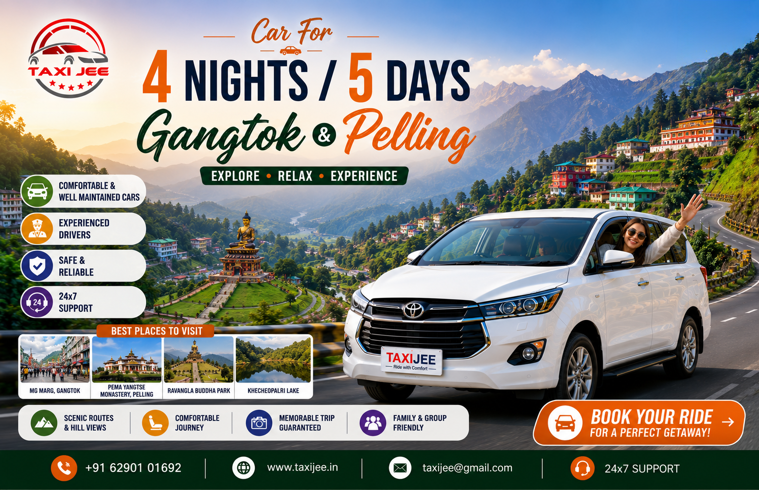 Car For 4 Nights 5 Days Gangtok Pelling Tour
